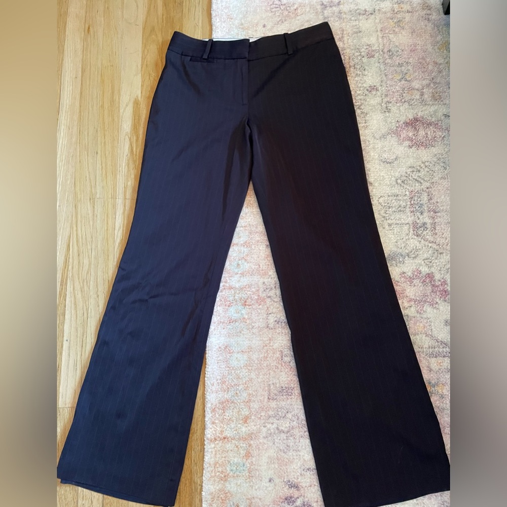 Ann Taylor Size 6 Navy Pinstripe Boot Cut Dress Pants